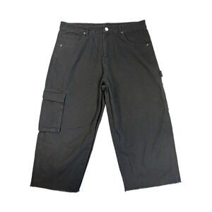 Nova Men 36 Black Baggy Carpenter Cargo Cropped Pants Skater Grunge Streetwear
